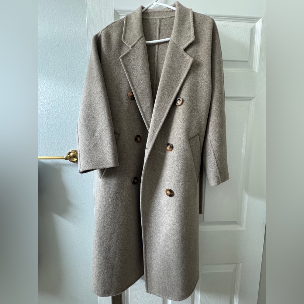 100% Wool Coat - Jack Hafford Size M Taupe